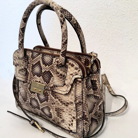 NWOT TORY BURCH ELISE DOME DOUBLE ZIP SNAKE EMBOSSED SATCHEL CROSSBODY - Picture 4 of 13